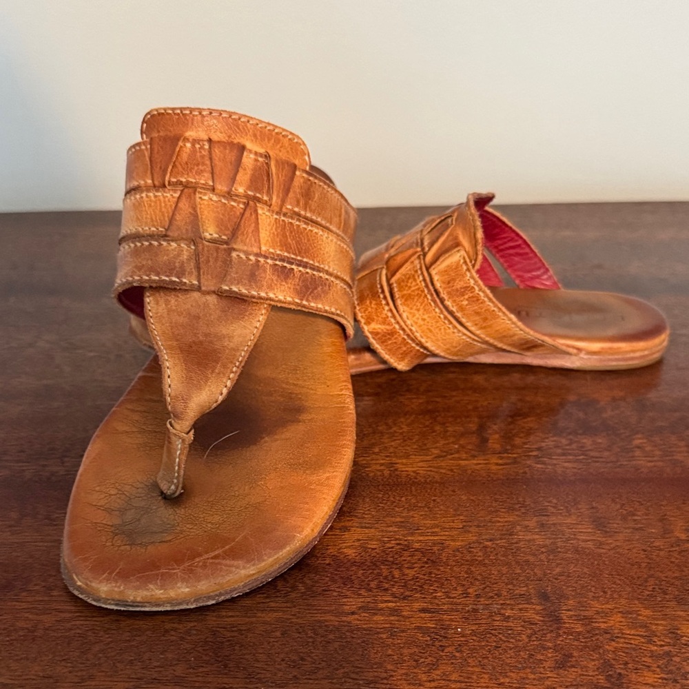 BED|STU Woven Leather Sandals in Tan